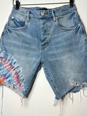 Purple Brand P020 Denim Shorts Men’s 31 Dropped Fit Tie Dye Raw Hem Jorts